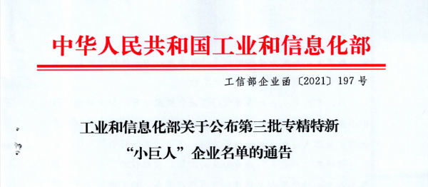 恭喜我公司入選國家級(jí)專精特新“小巨人”企業(yè)稱號(hào)